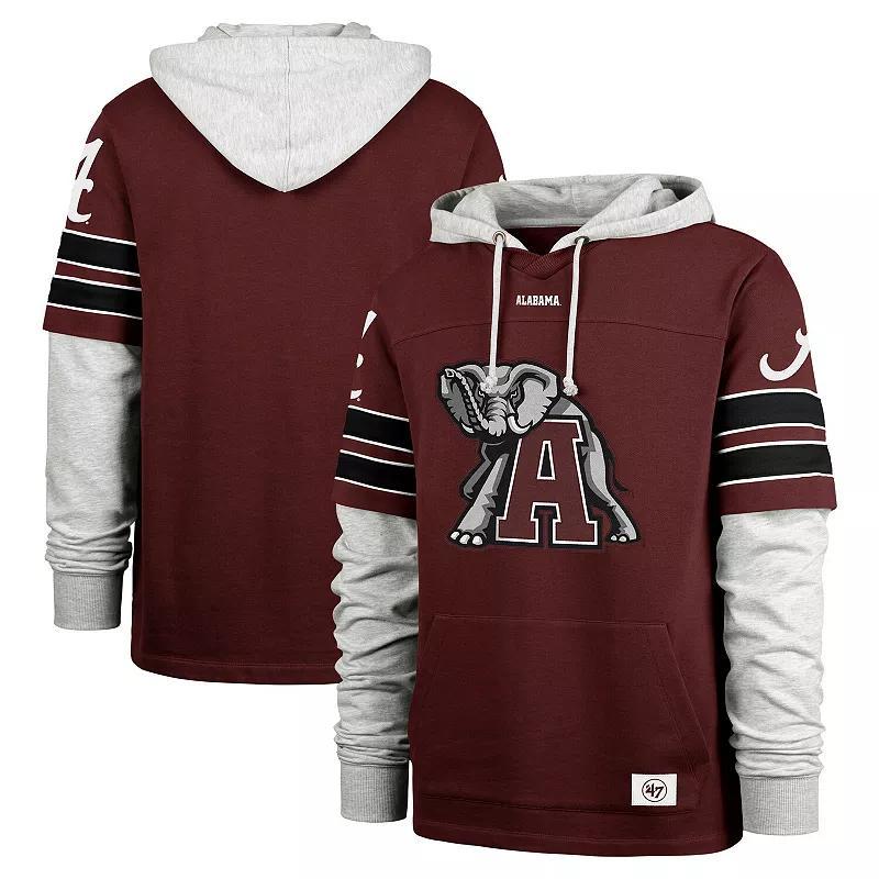 Men's '47 Crimson Alabama Crimson Tide Big & Tall Blitz Lacer Pullover Hoodie, Size: 3XB, Red Product Image