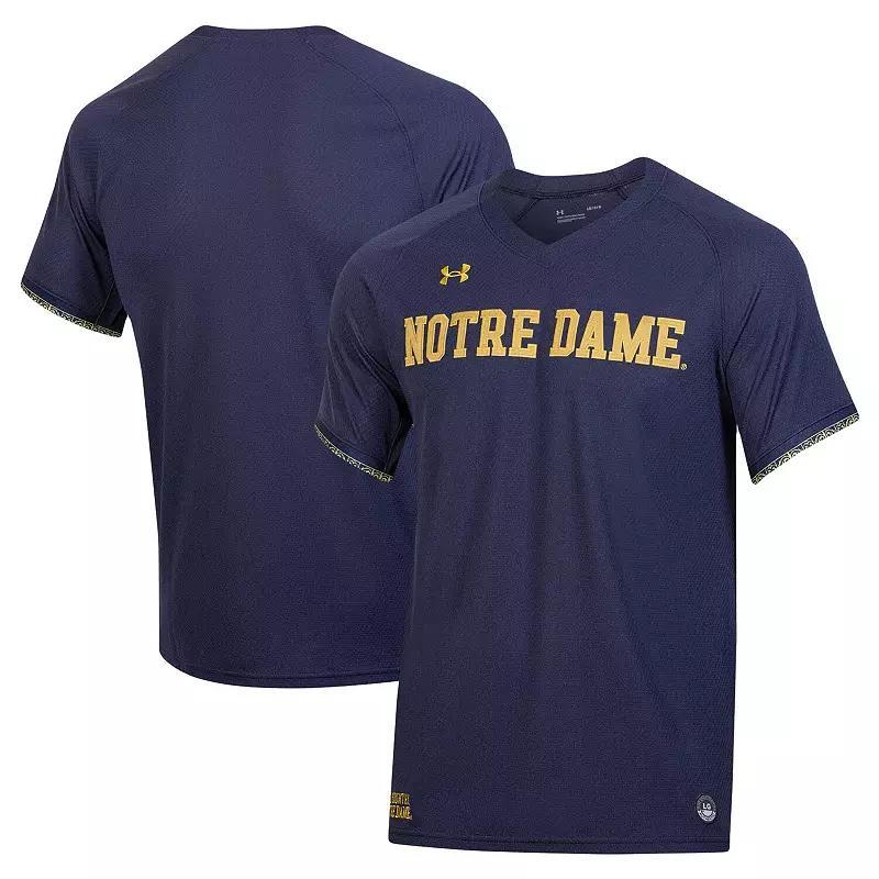 Men's Under Armour Navy Notre Dame Fighting Irish Softball V-Neck Jersey, Size: Medium, Blue Product Image