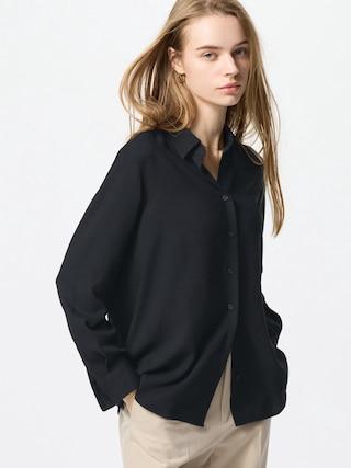 Womens Rayon Blouse Black Large UNIQLO US Product Image