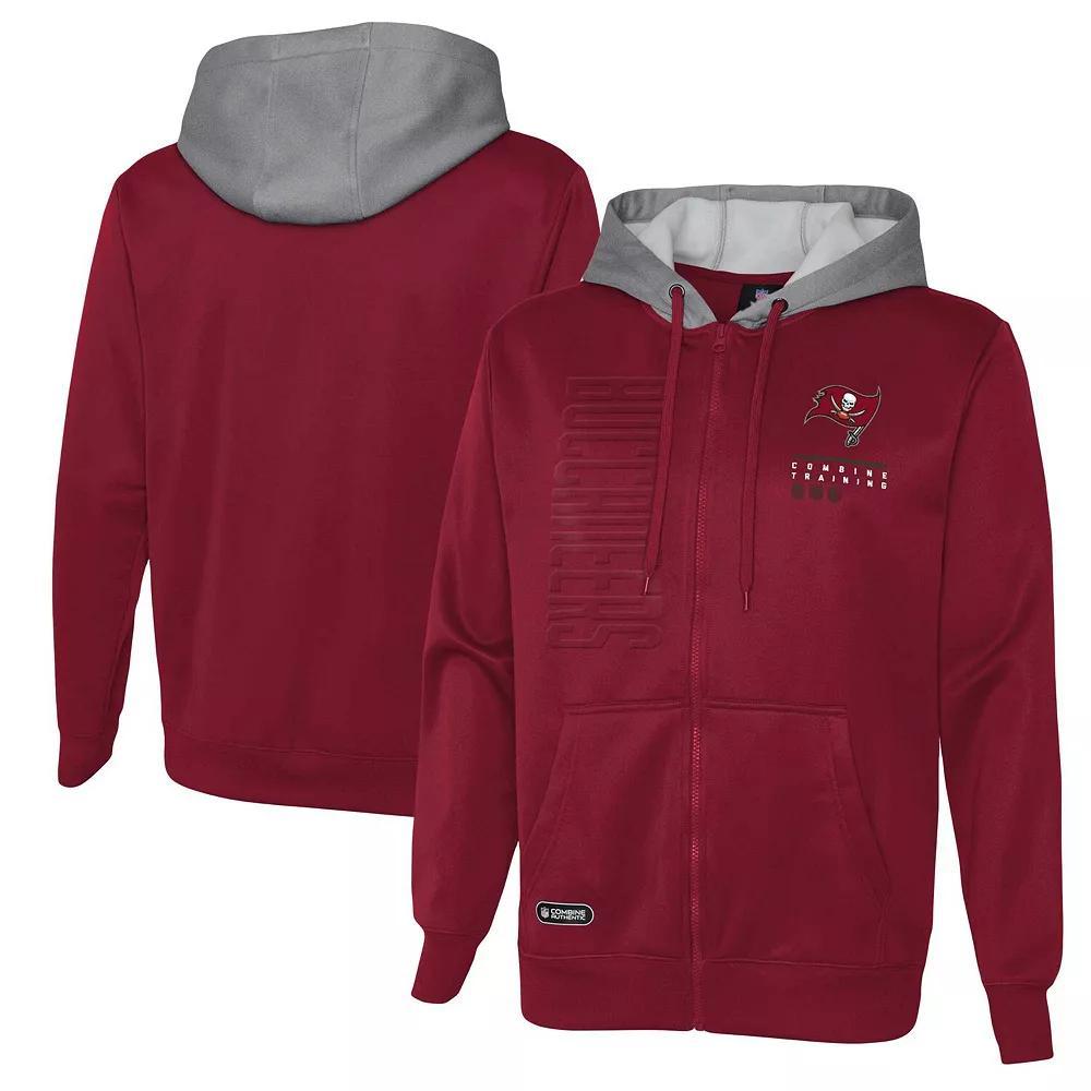 Men's Red Tampa Bay Buccaneers Combine Authentic Field Play Full-Zip Hoodie Sweatshirt, Size: Medium Product Image