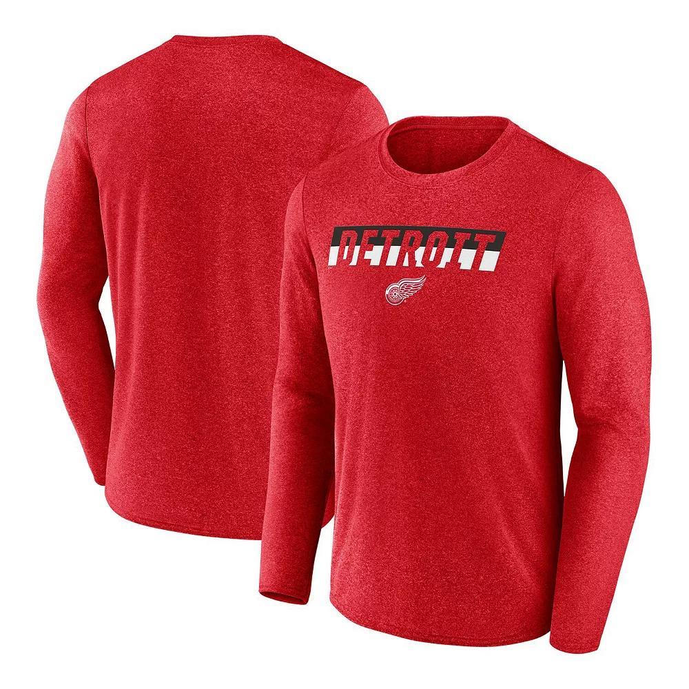 Men's Fanatics Heather Red Detroit Red Wings Transition Long Sleeve T-Shirt, Size: XL Product Image