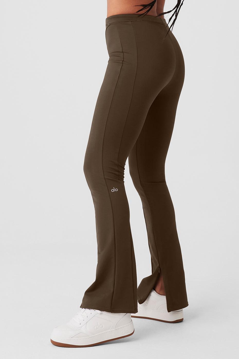 High-Waist 7/8 Zip It Flare Legging - Espresso Product Image