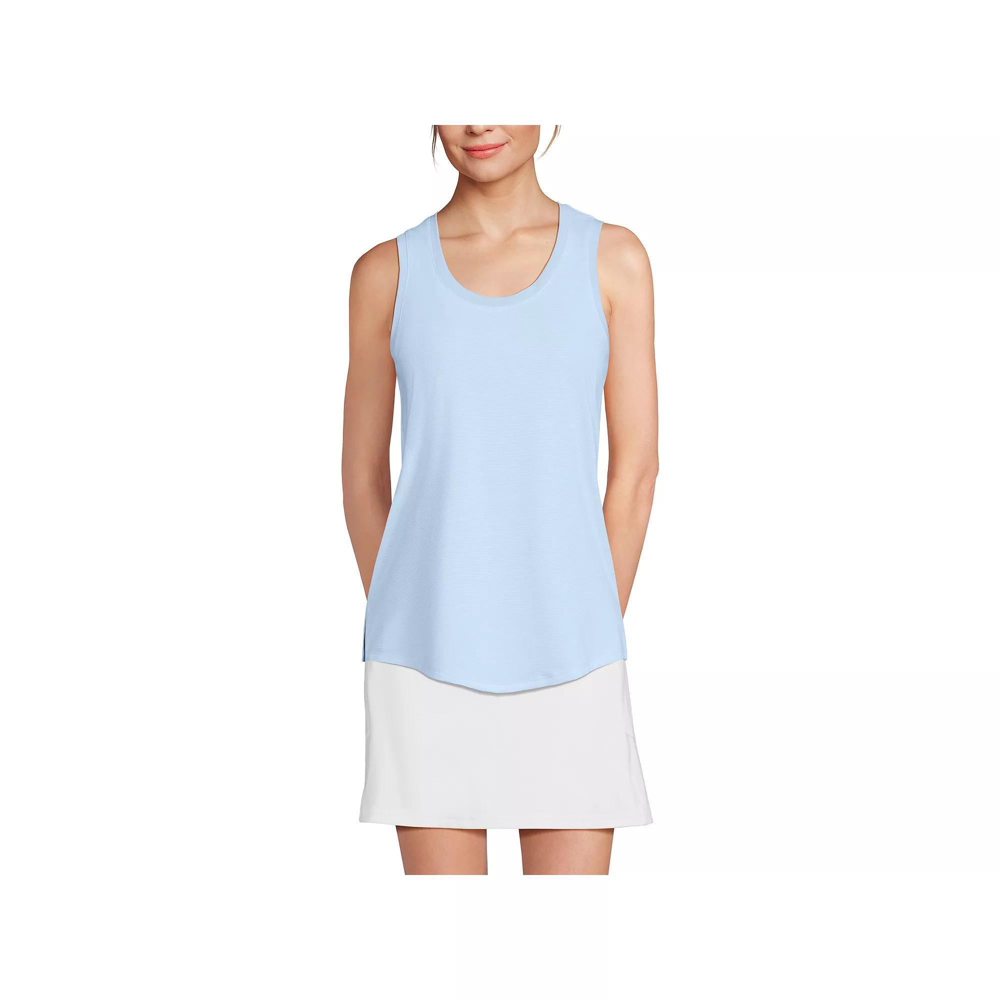Women's Lands' End Sleeveless Performance Tunic Tank Top, Size: Large, Blue Pinstripe Product Image