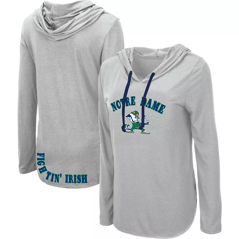 Women's Colosseum Heather Gray Notre Dame Fighting Irish My Lover Lightweight Hooded Long Sleeve T-Shirt, Size: Small, Grey Product Image