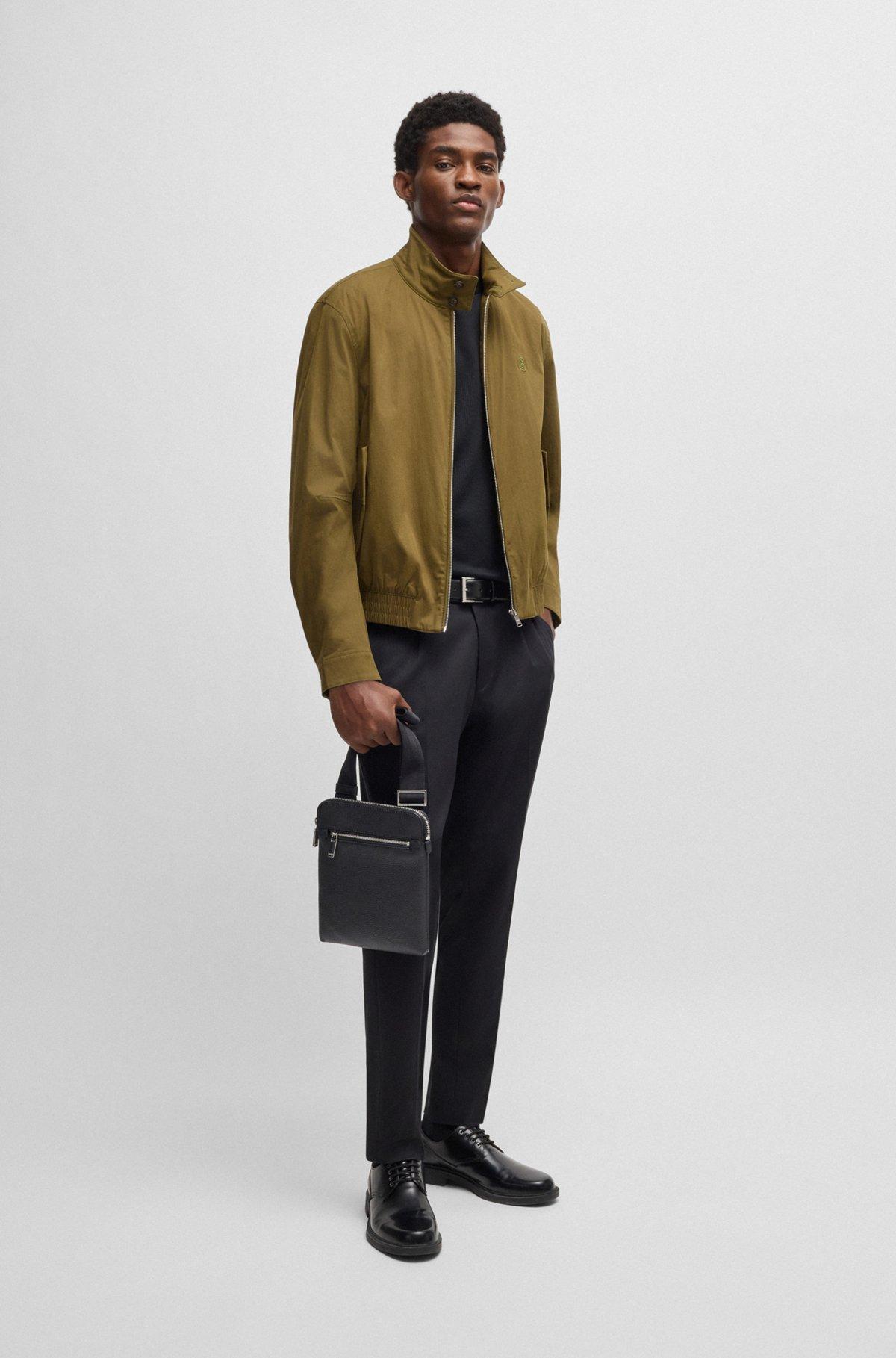 BOSS - Envelope bag in grained Italian leather with embossed logo - Black Product Image