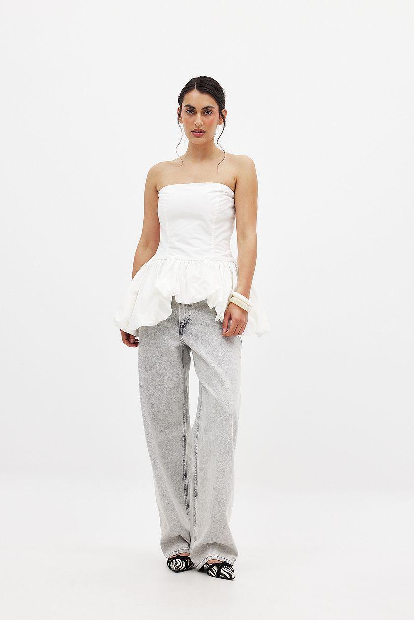 Cotton Bubble Hem Bandeau Top Product Image