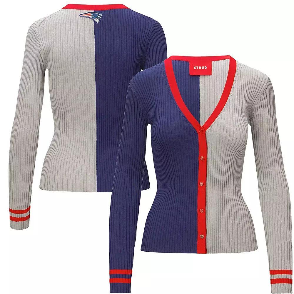 Women's STAUD Navy/Gray New England Patriots Cargo Sweater, Size: XL, Blue Product Image