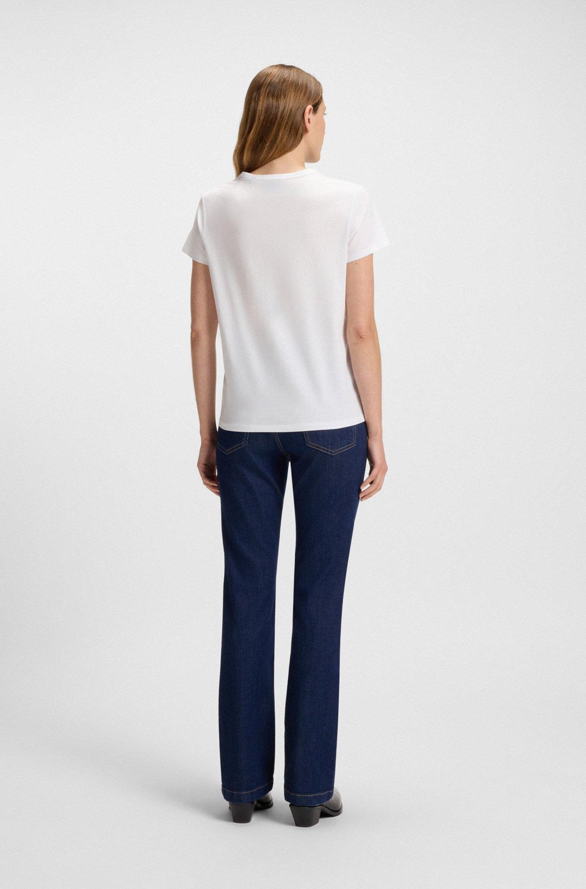 BOSS - Slim-fit mercerized-cotton T-shirt with Double B monogram - White Product Image