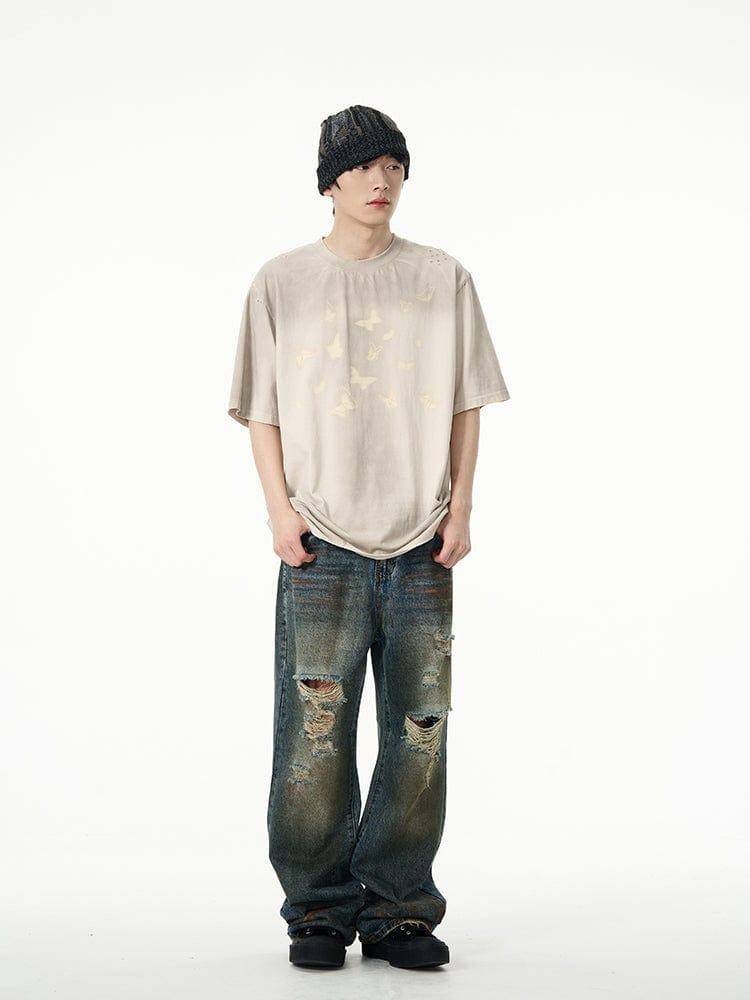 RT No. 12705 DISTRESSED DARK BLUE DENIM JEANS Product Image