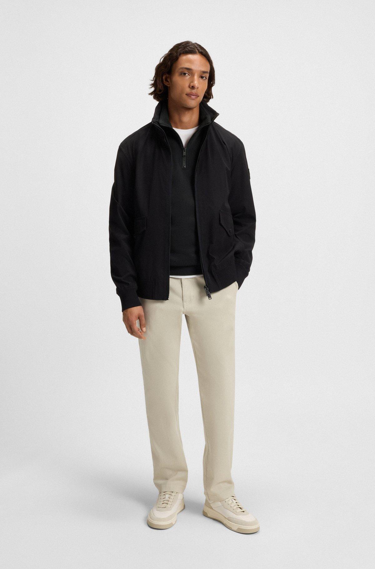 Zip-neck sweatshirt in cotton terry with logo patch Product Image