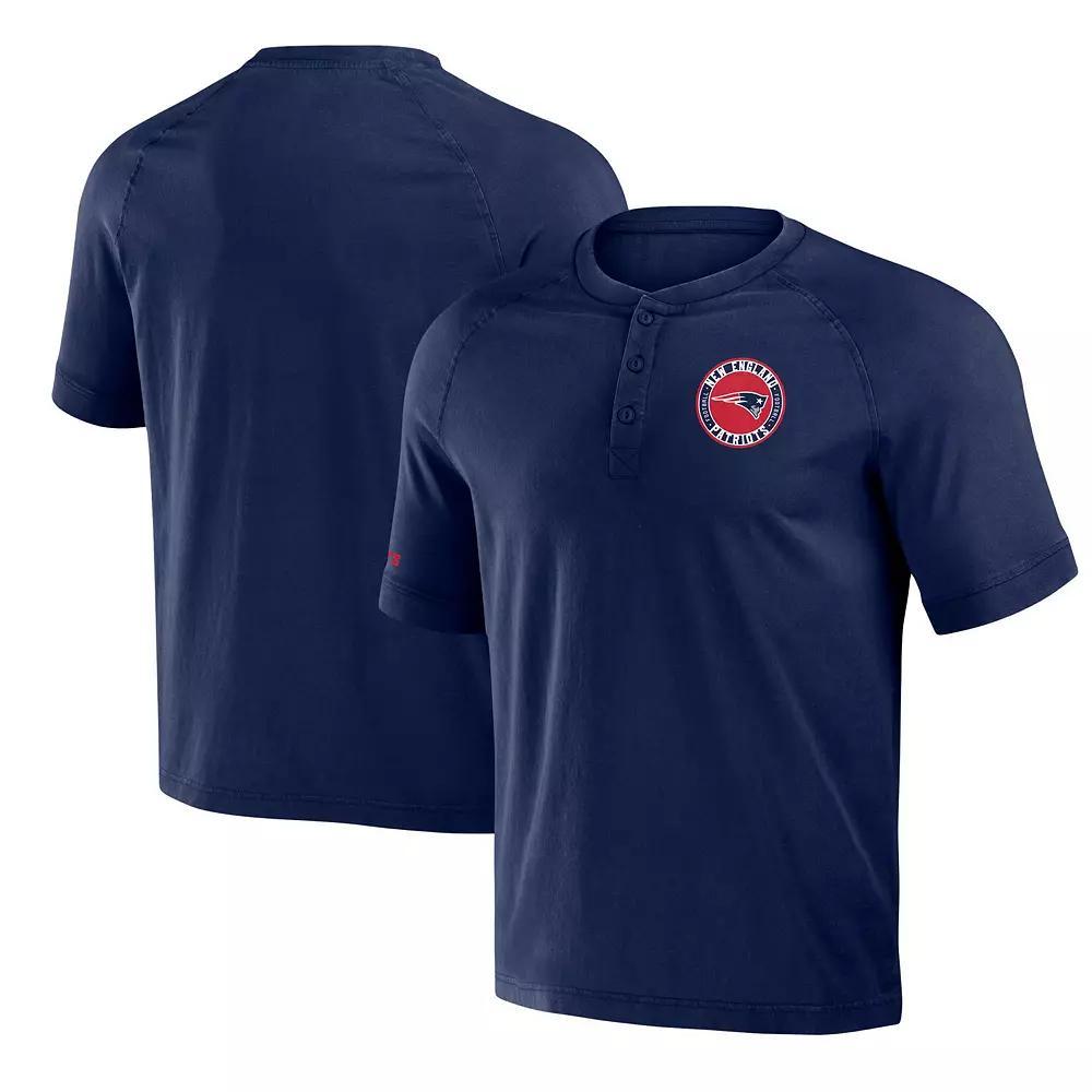 Men's NFL x Darius Rucker Collection by Fanatics Navy New England Patriots Washed Raglan Henley T-Shirt, Size: Large, Blue Product Image