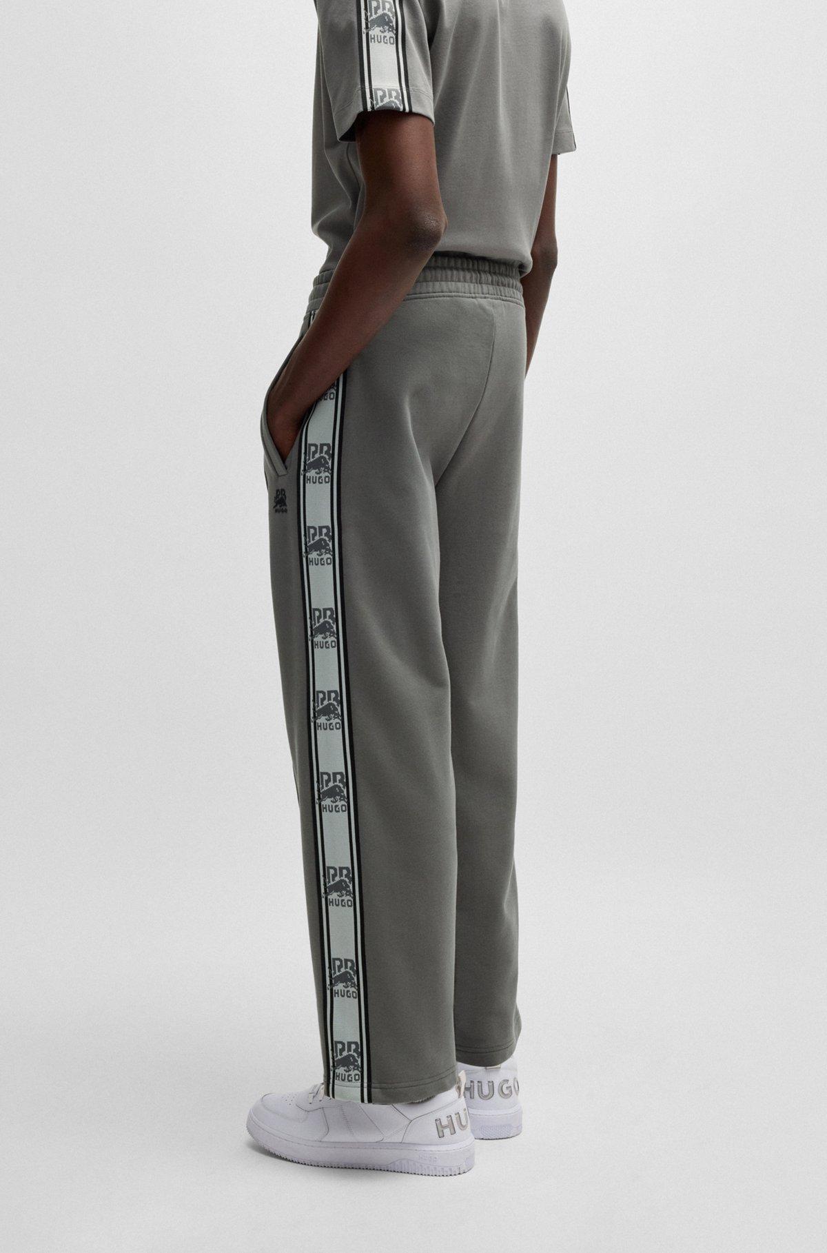 HUGO x RB cotton-terry tracksuit bottoms with logo tape Product Image