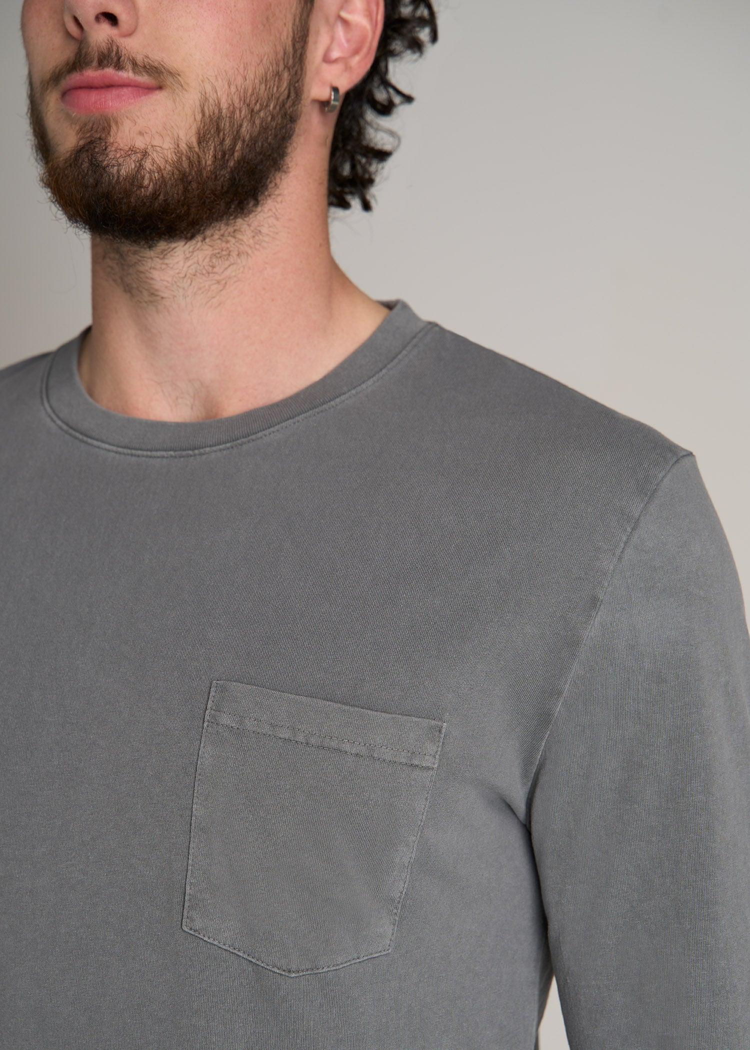 Garment Dyed Long Sleeve Pocket Tall Men's Tee in Slate Product Image