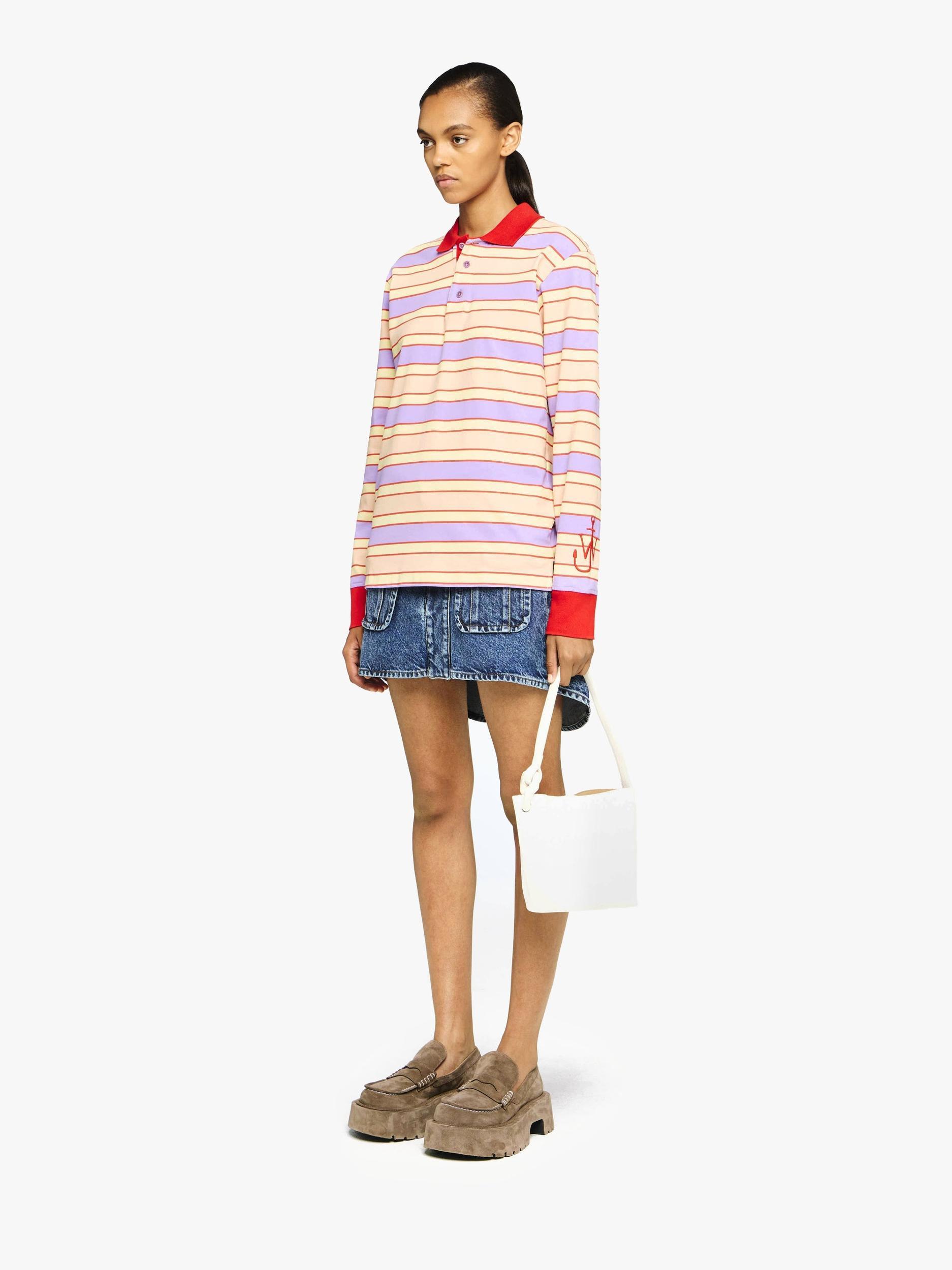 CONTRAST TRIM STRIPED POLO TOP Product Image
