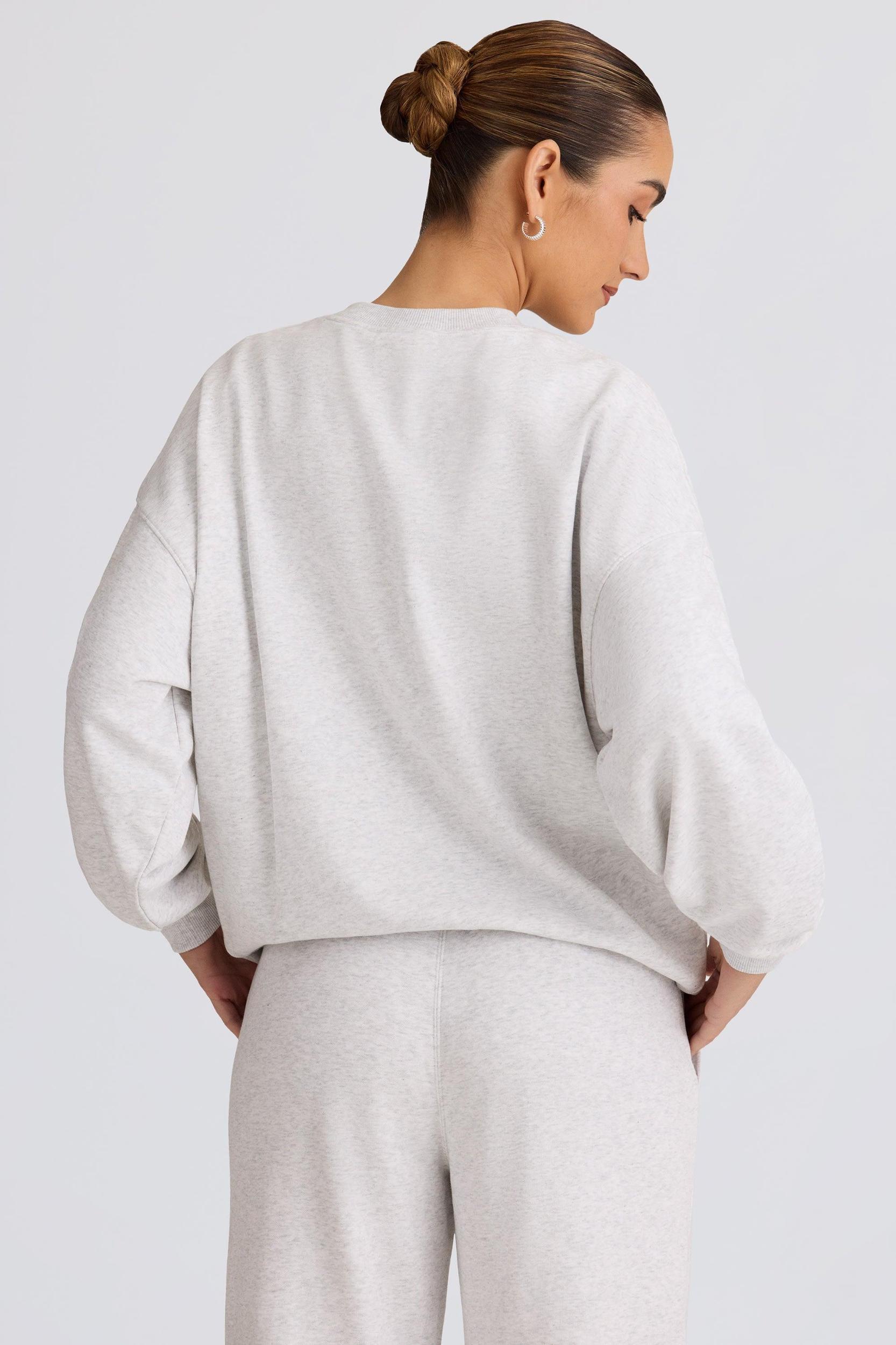 Oversized Crew-Neck Sweatshirt in Grey Marl Product Image