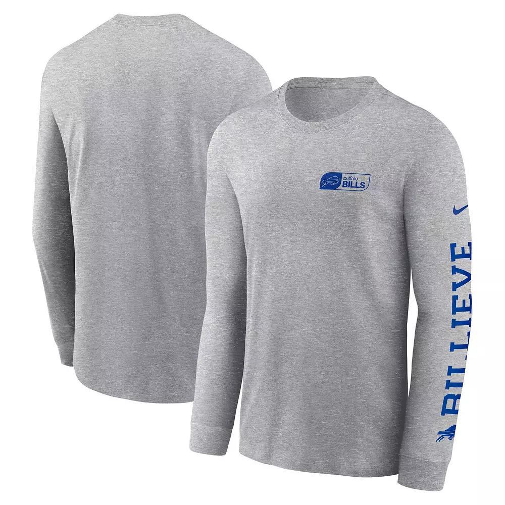 Men's Nike Heather Gray Buffalo Bills All Out Long Sleeve T-Shirt, Size: XL, Grey Product Image