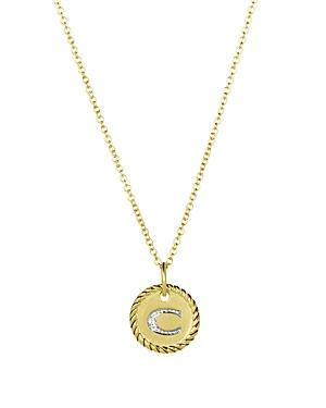 David Yurman Cable Collectibles Initial Pendant with Diamonds in Gold on Chain, 16-18 Product Image