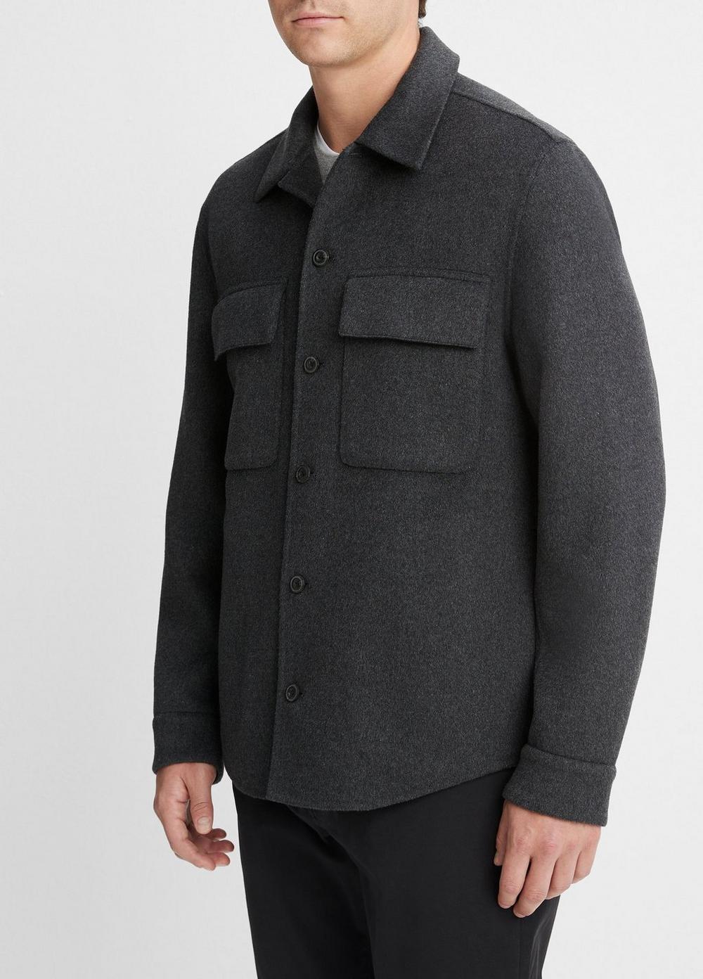 Mens Splittable Wool-Blend Shirt Jacket, Heather Black, Size XXL Vince Product Image