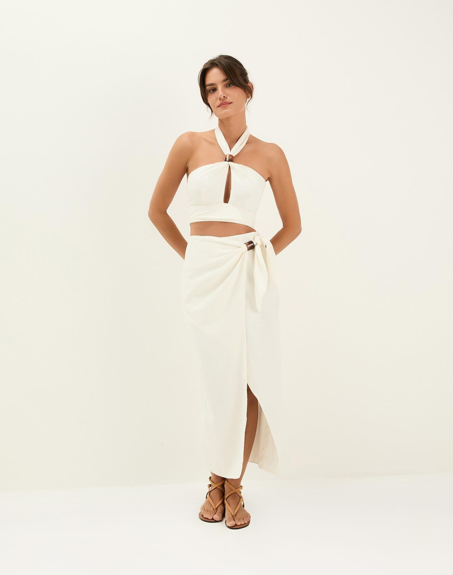 Luna Halter Top - Off White Product Image