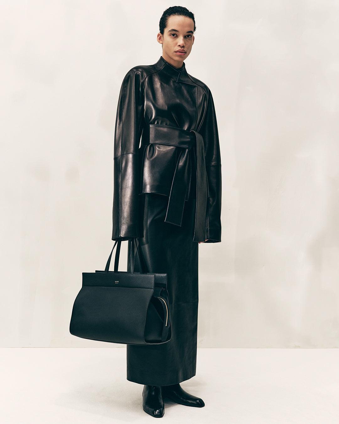 Quinn Skirt in Black Leather Product Image
