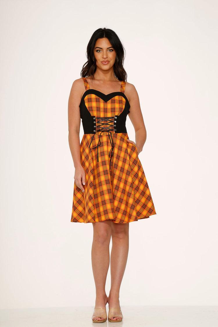 Orange Plaid Swing Dress Product Image