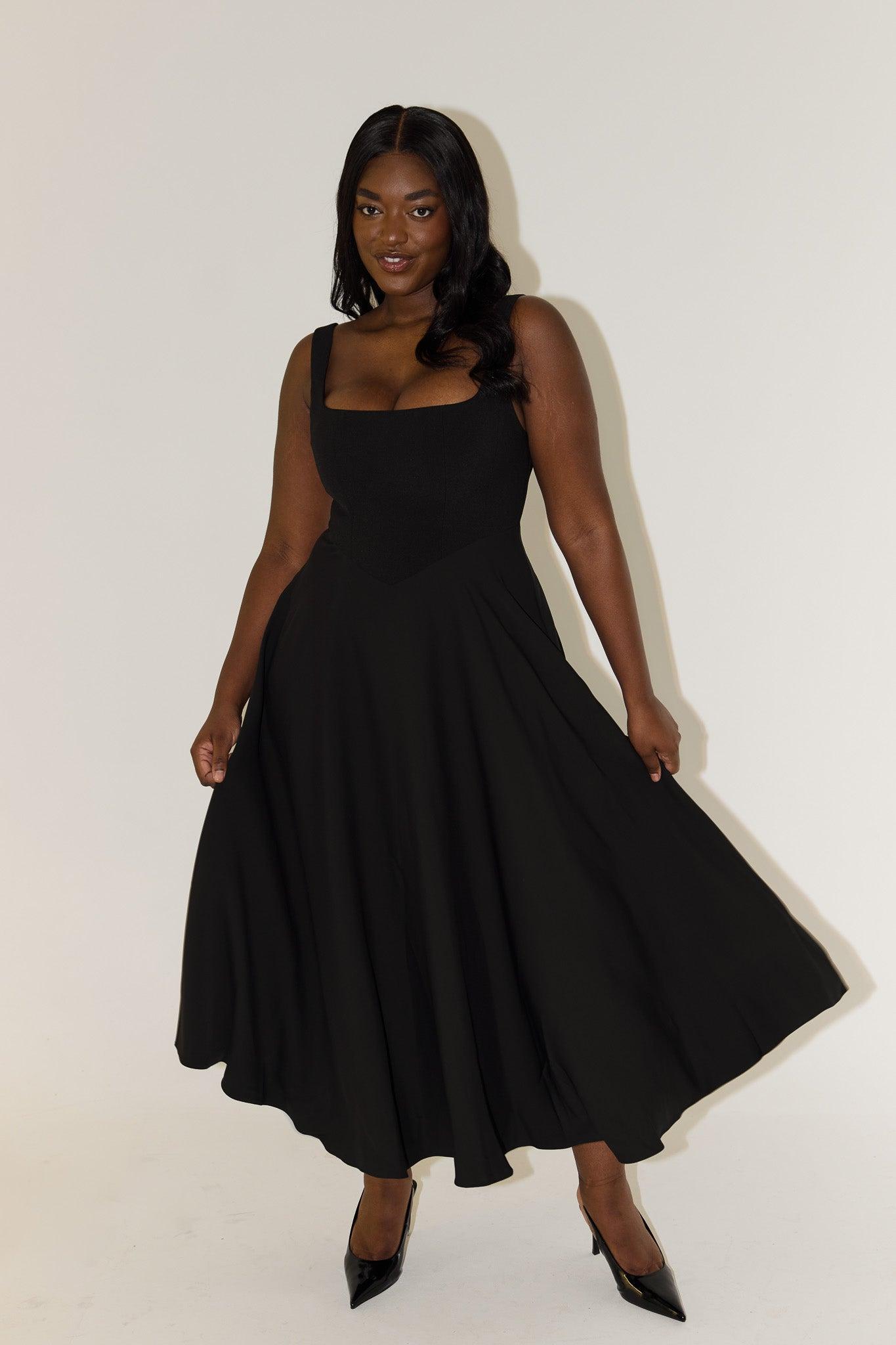 The Ultimate Muse High Waist Square Neck Midi Dress Product Image