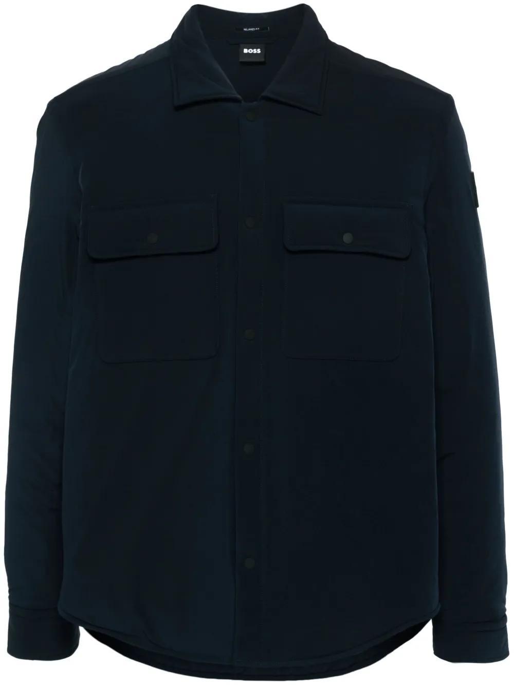 HUGO BOSS Men's Padded Snap-front Overshirt In Dark Blue Product Image