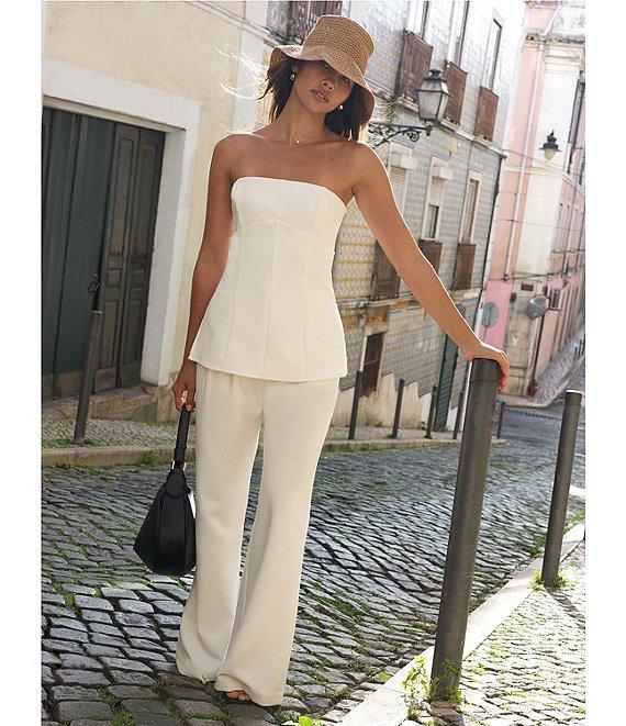 French Connection Azra Coordinating Twill High Waisted Wide Leg Pleated Trousers Product Image