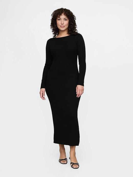 Boatneck Rib Midi Sweater Dress Product Image