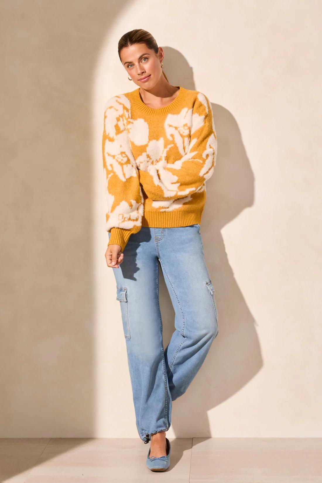 EYELASH YARN CREW NECK SWEATER Product Image