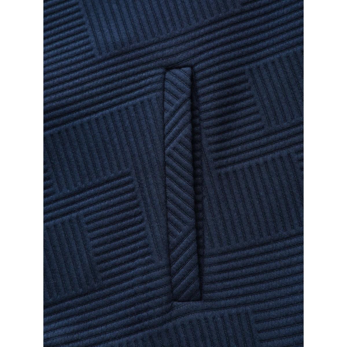 Plus Size Textured Solid Pockets Zipper Jacket Women Navy Texture Loose Slanted pocket Everyday-Casual Jackets BloomChic 10/M Product Image
