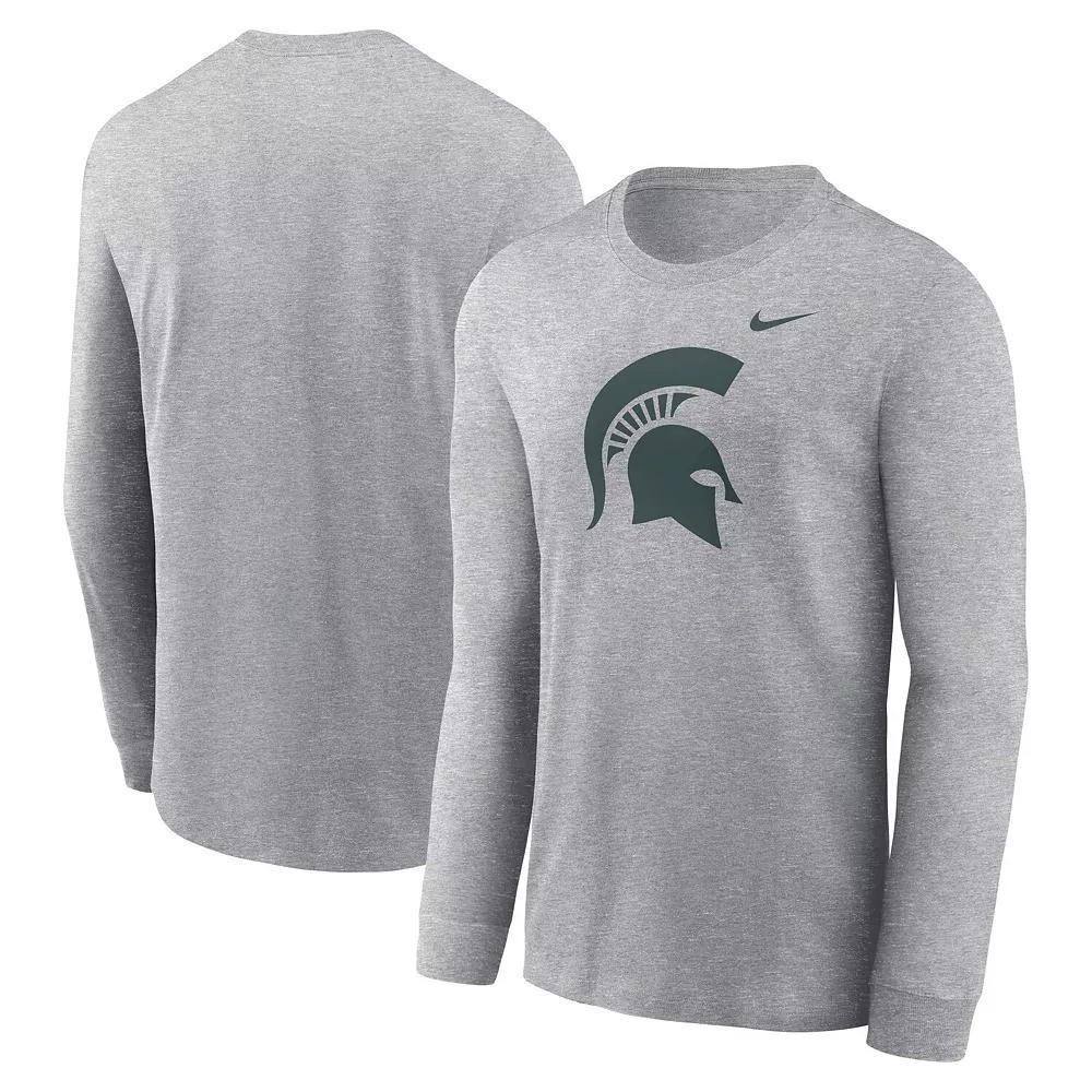 Men's Nike Heather Gray Michigan State Spartans Primary Logo Long Sleeve T-Shirt, Size: 2XL, Grey Product Image