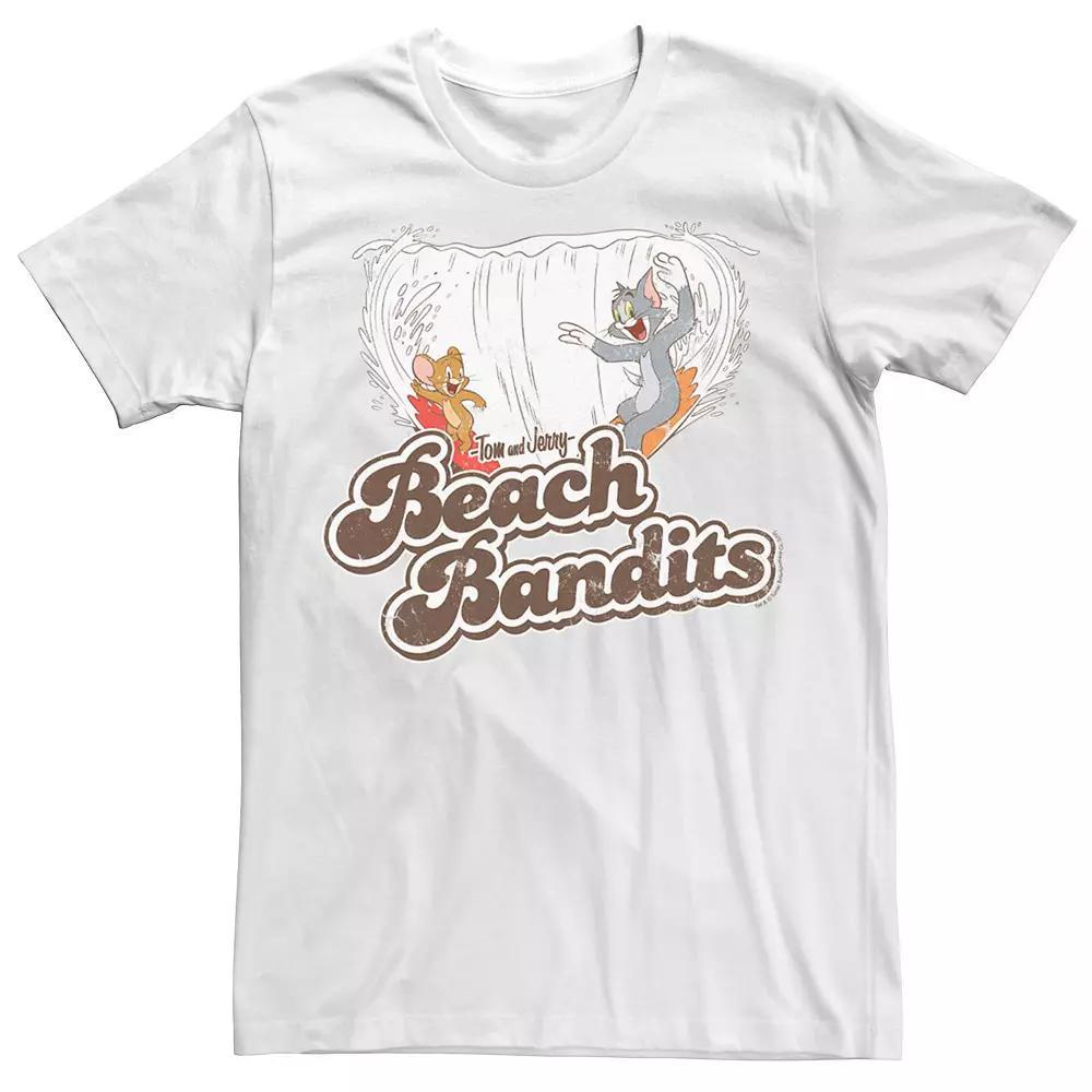 Men's Looney Tunes Tom & Jerry Beach Bandits Distorted Tee, Size: Large, White Product Image
