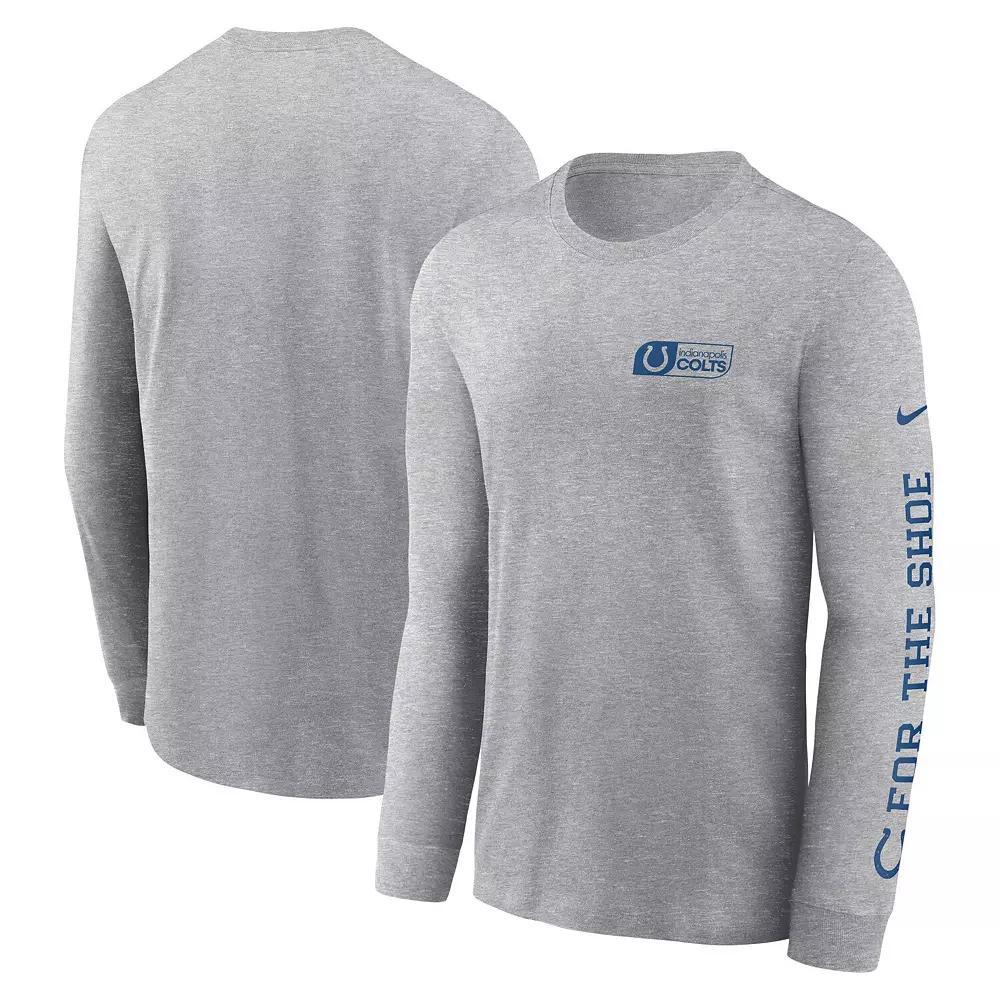 Men's Nike Heather Gray Indianapolis Colts All Out Long Sleeve T-Shirt, Size: Medium, Grey Product Image