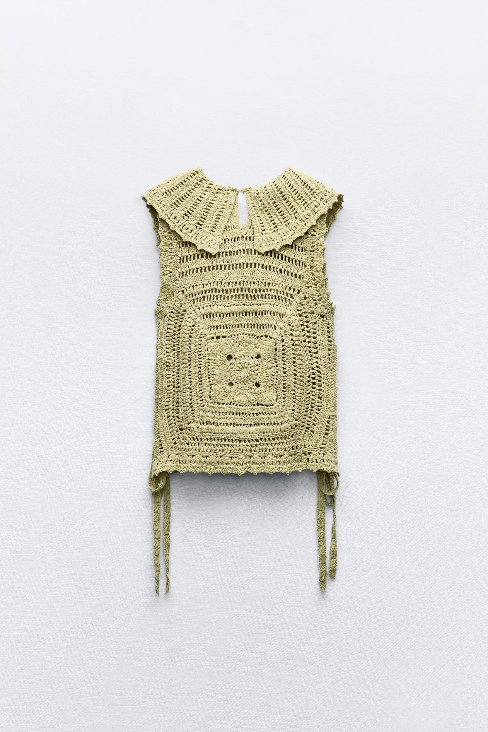 CROCHET KNIT TOP WITH SIDE TIES Product Image