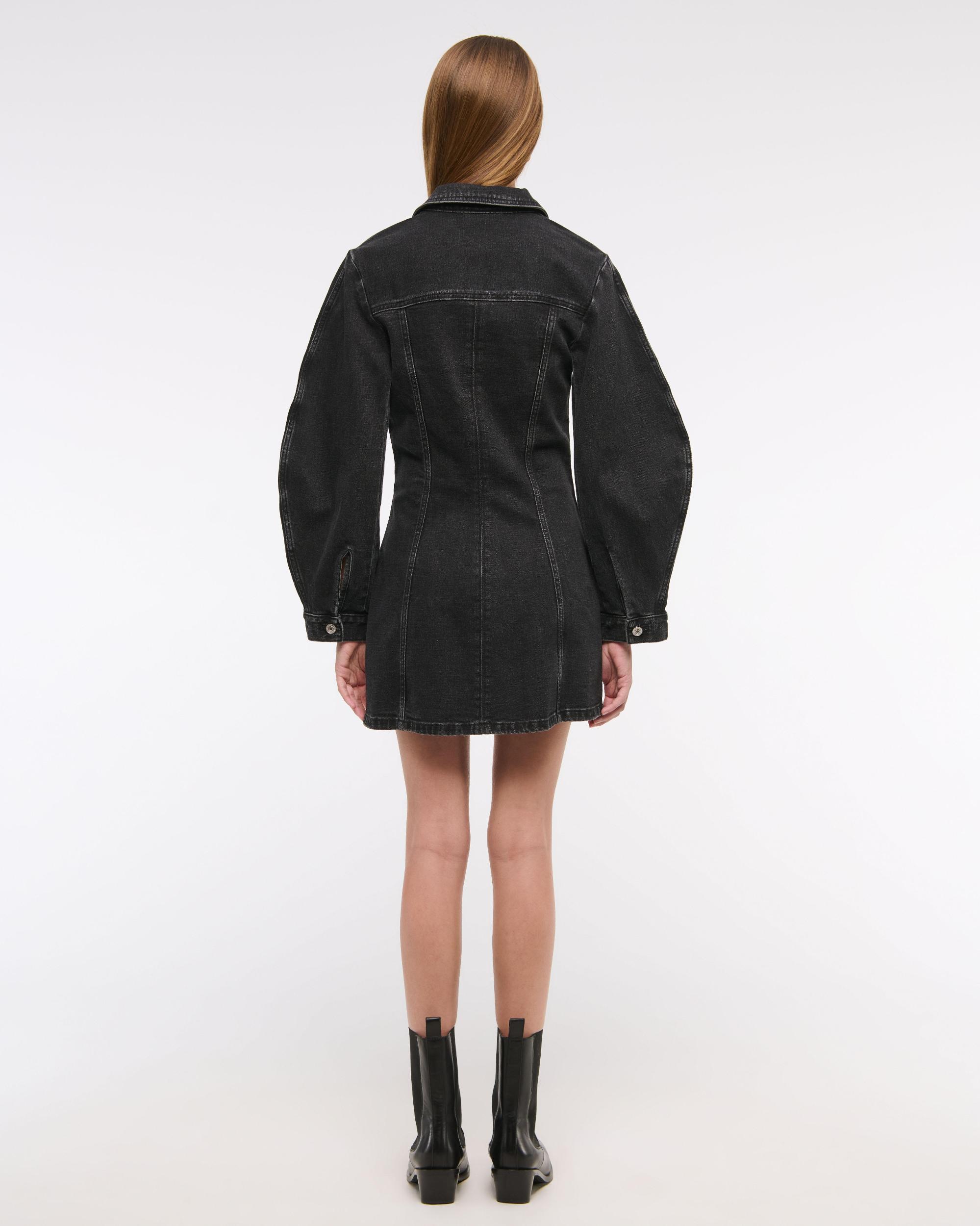 Barrel Sleeve Denim Shirt Dress Product Image
