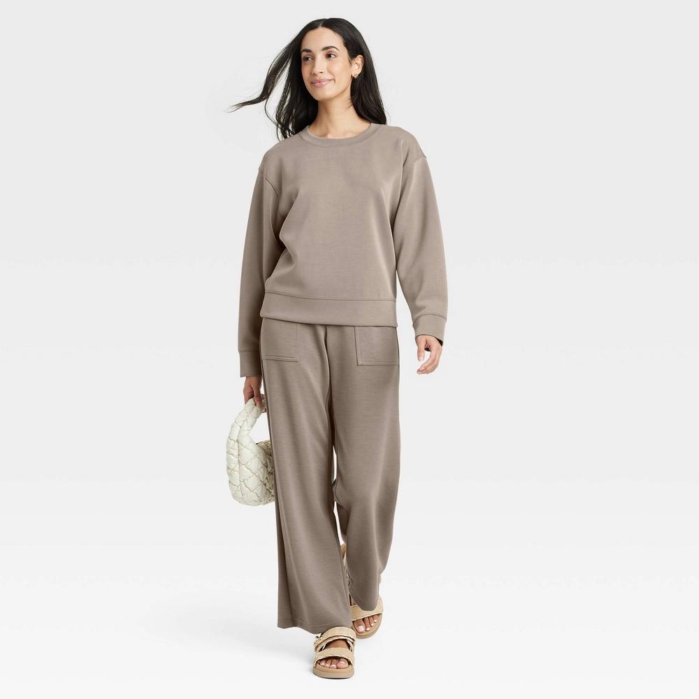 Women's Sandwash Pullover Sweatshirt - A New Day™ Light Gray XS Product Image