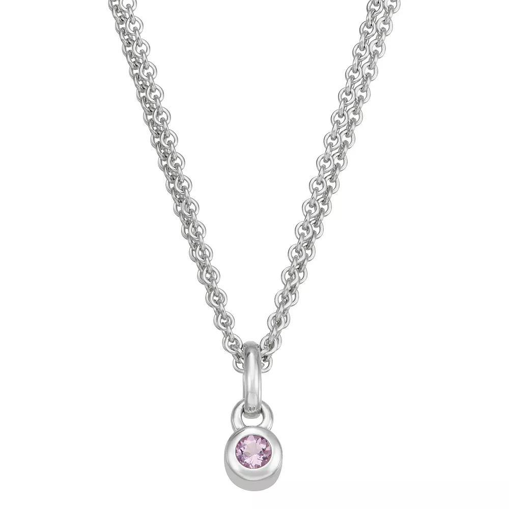 Sterling Silver Amethyst Charm Necklace, Women's, Size: 18", Silver Tone Product Image