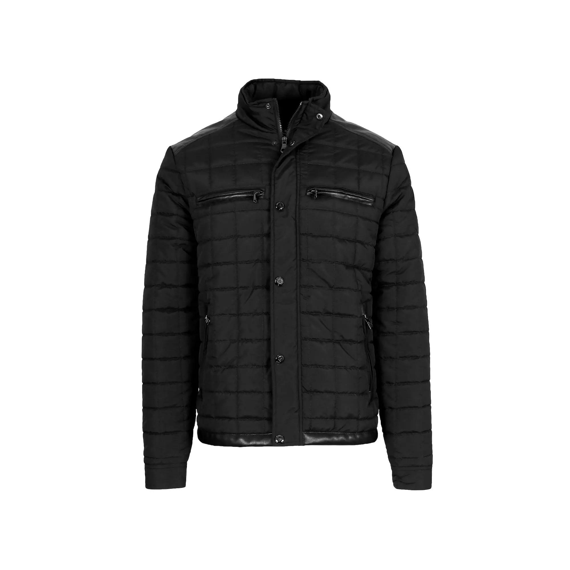 Men's Spire by Galaxy Lightweight Quilted Jacket with Synthetic Trim Design, Size: XL, Black Product Image