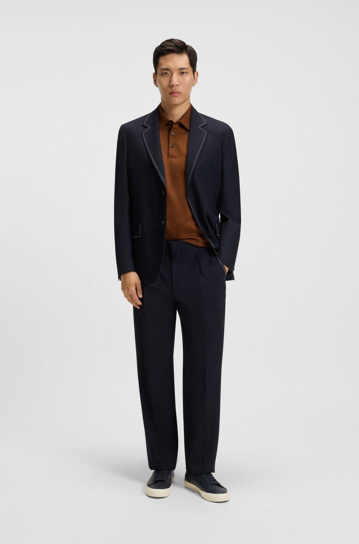 Mercerized-cotton polo shirt with double monogram Product Image