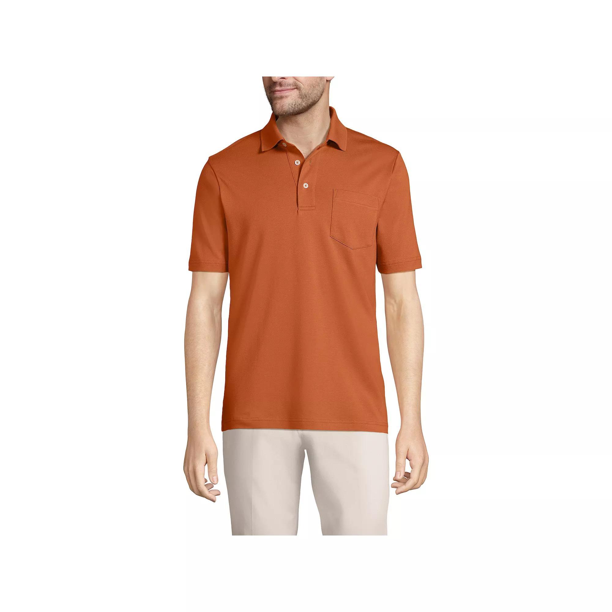 Big & Tall Lands End Super Soft Supima Pocket Polo, Mens Pale Grey Blue Product Image