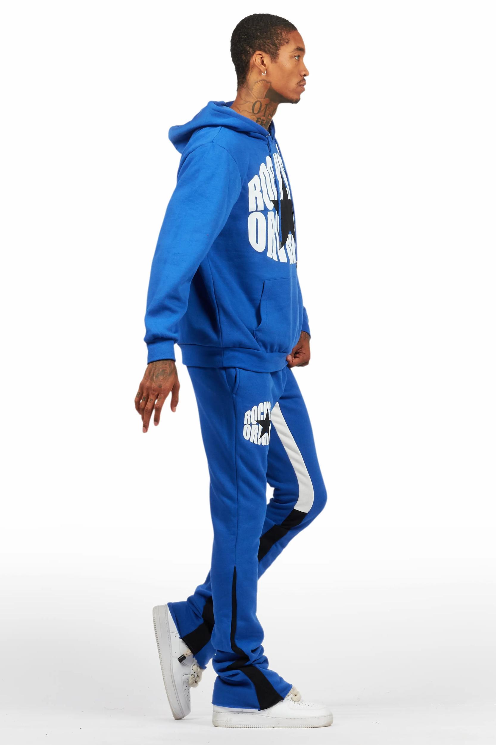 States Royal Blue Hoodie Stacked Flare Track Set Male Product Image
