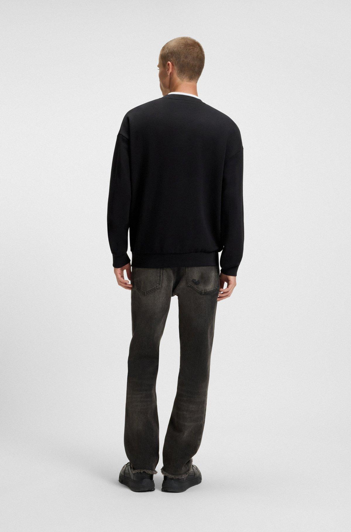 HUGO - Cotton-terry sweatshirt with logo artwork print - Black Product Image