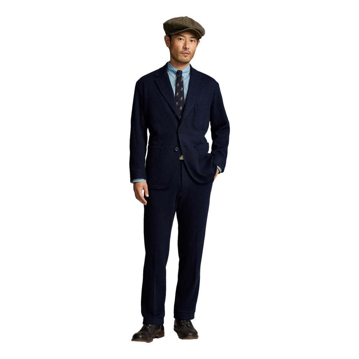 Unconstructed Jacquard-Knit Sport Coat Navy Multi Product Image