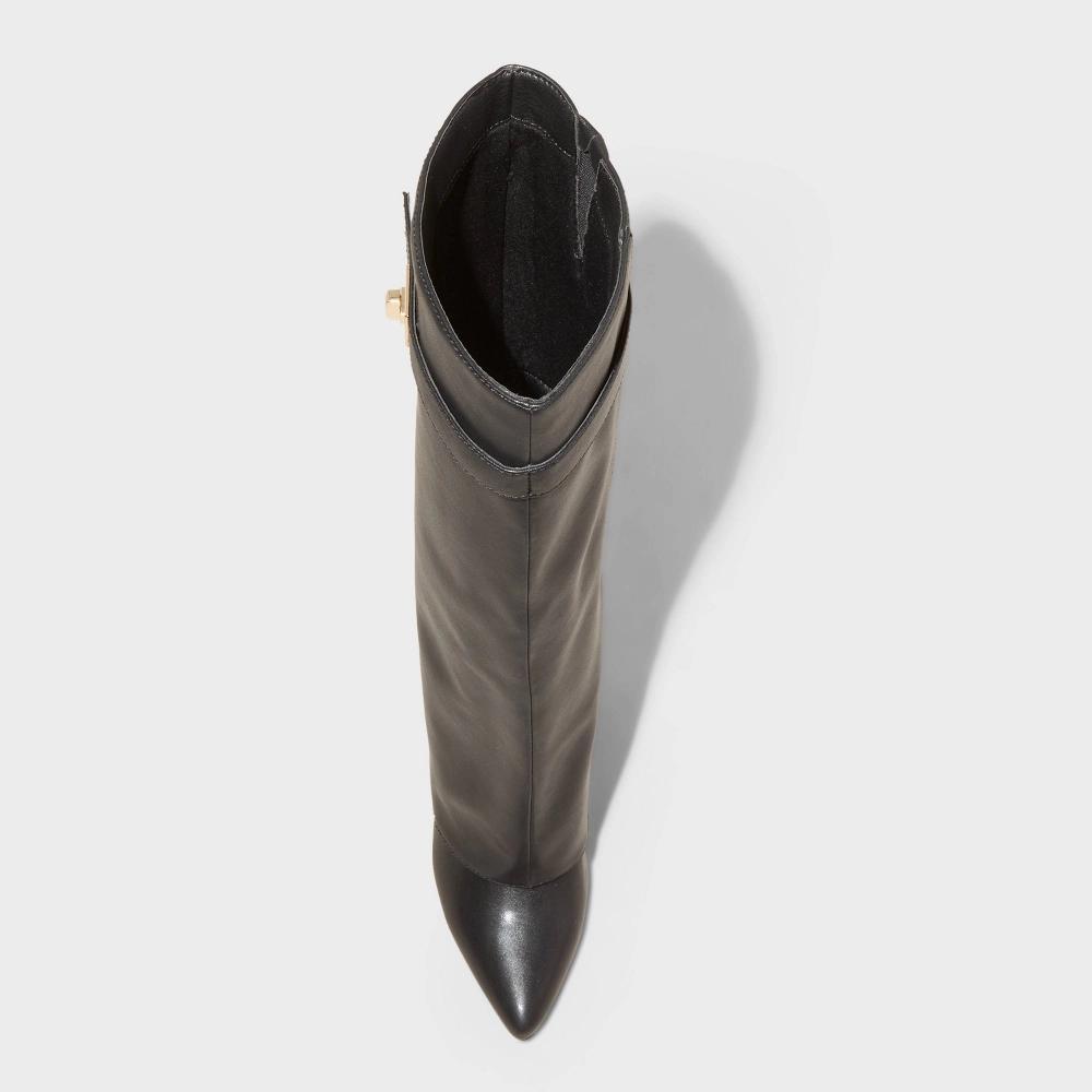 Womens Tambra Fold Over Tall Boots - A New Day Black 6 Product Image