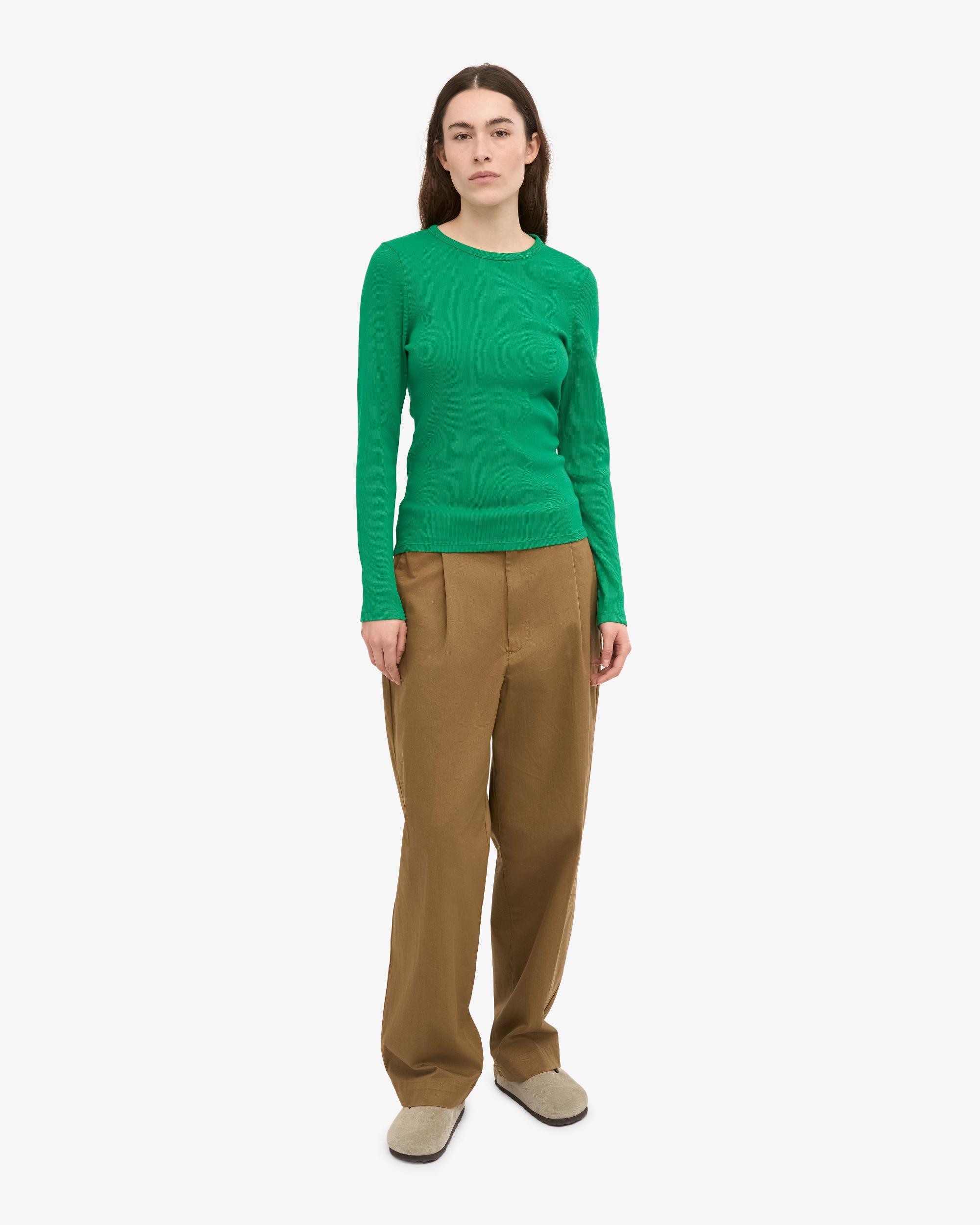 Women Organic Rib LS T-Shirt - Kelly Green Product Image