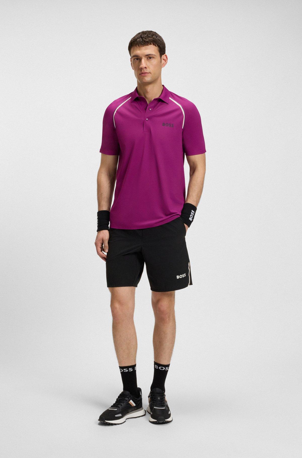 BOSS - Active slim-fit polo shirt with odor control - Pink Product Image