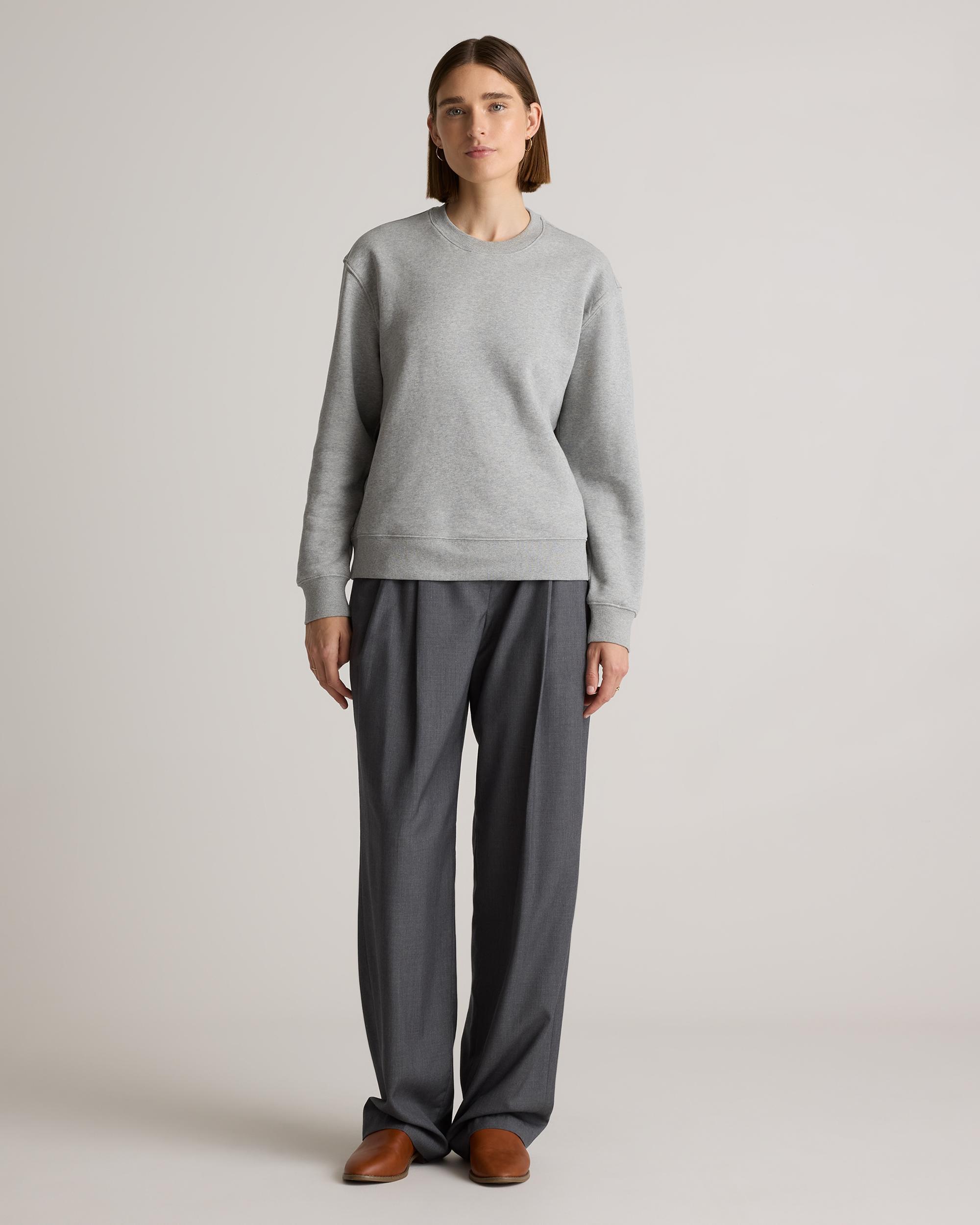 Quince | Women's Organic Heavyweight Fleece Crew Neck Alpaca Sweater Organic Cotton Product Image