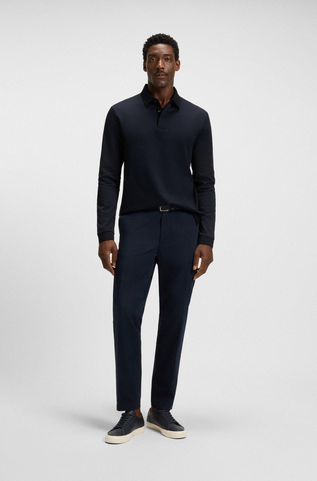 Mercerised-cotton polo shirt with plain collar Product Image
