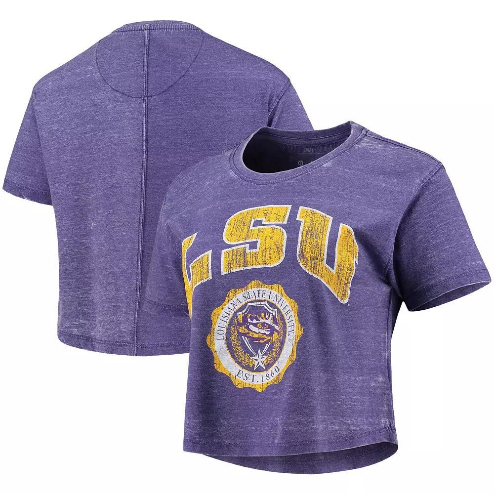 Women's Pressbox Purple LSU Tigers Edith Vintage Burnout Crop T-Shirt, Size: Large Product Image